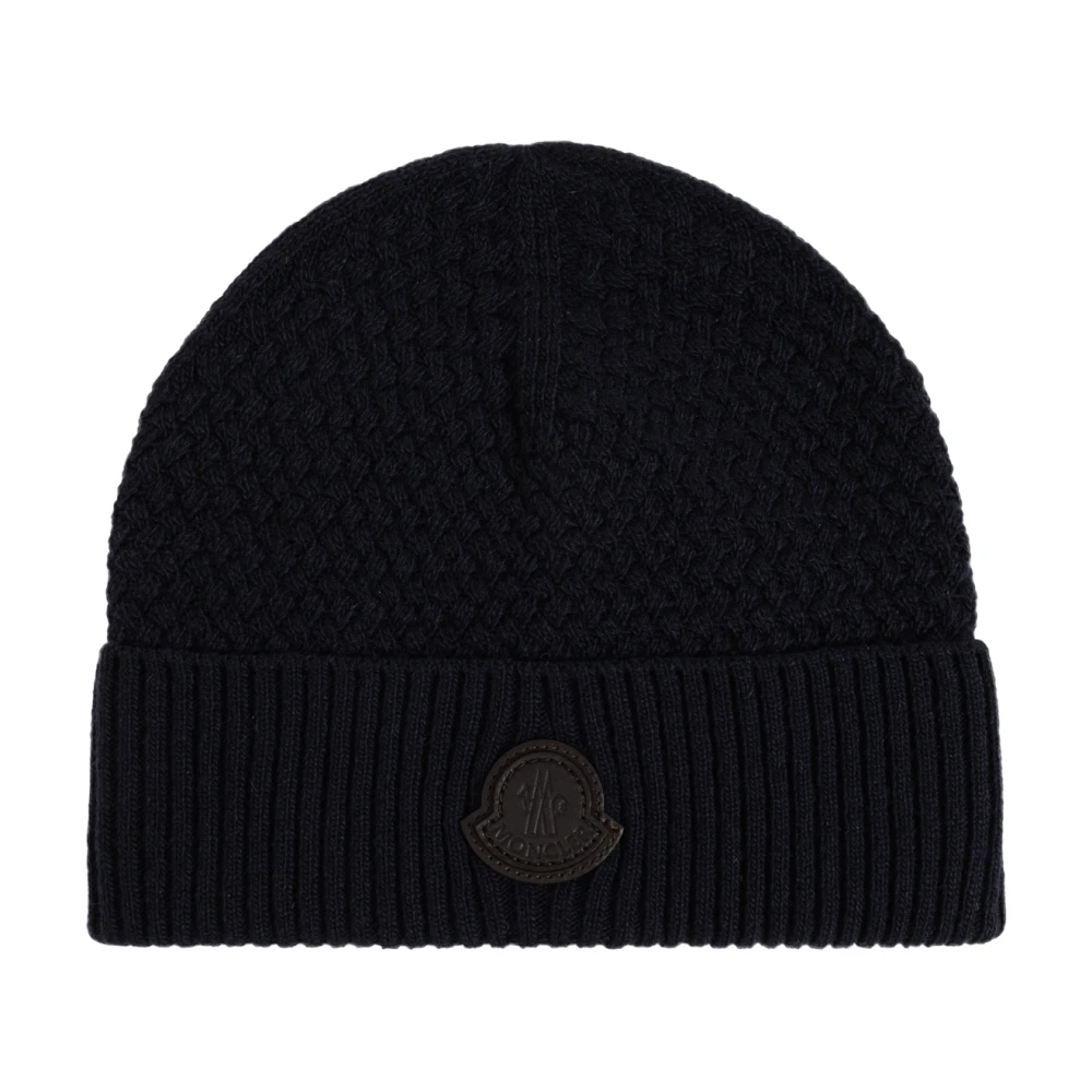 Moncler Blue Wool Beanie - Male - Accessories - One Size - Accessories