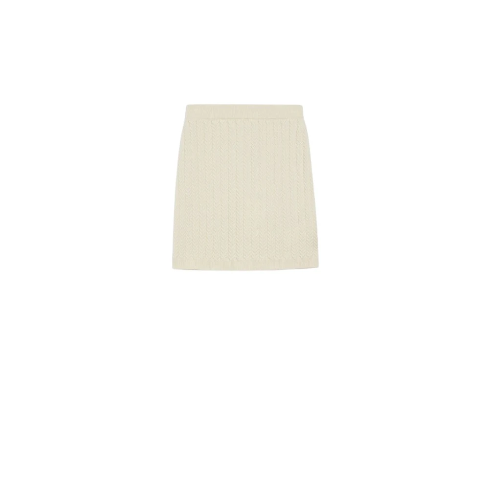 SPORTMAX Witte Gebreide Rok met Gevlochten Details White Dames
