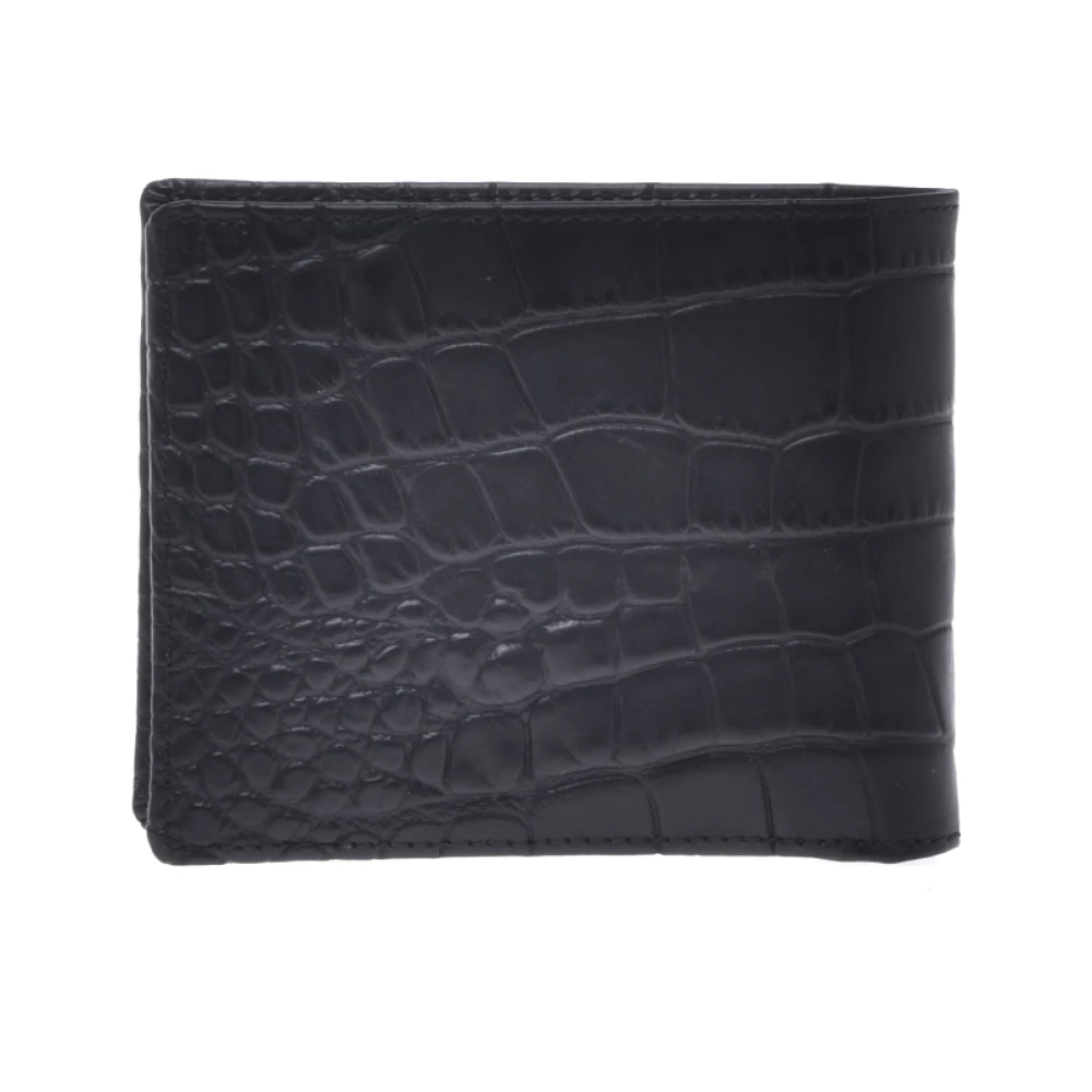 Baldinini Wallet in black leather with crocodile print Black Heren