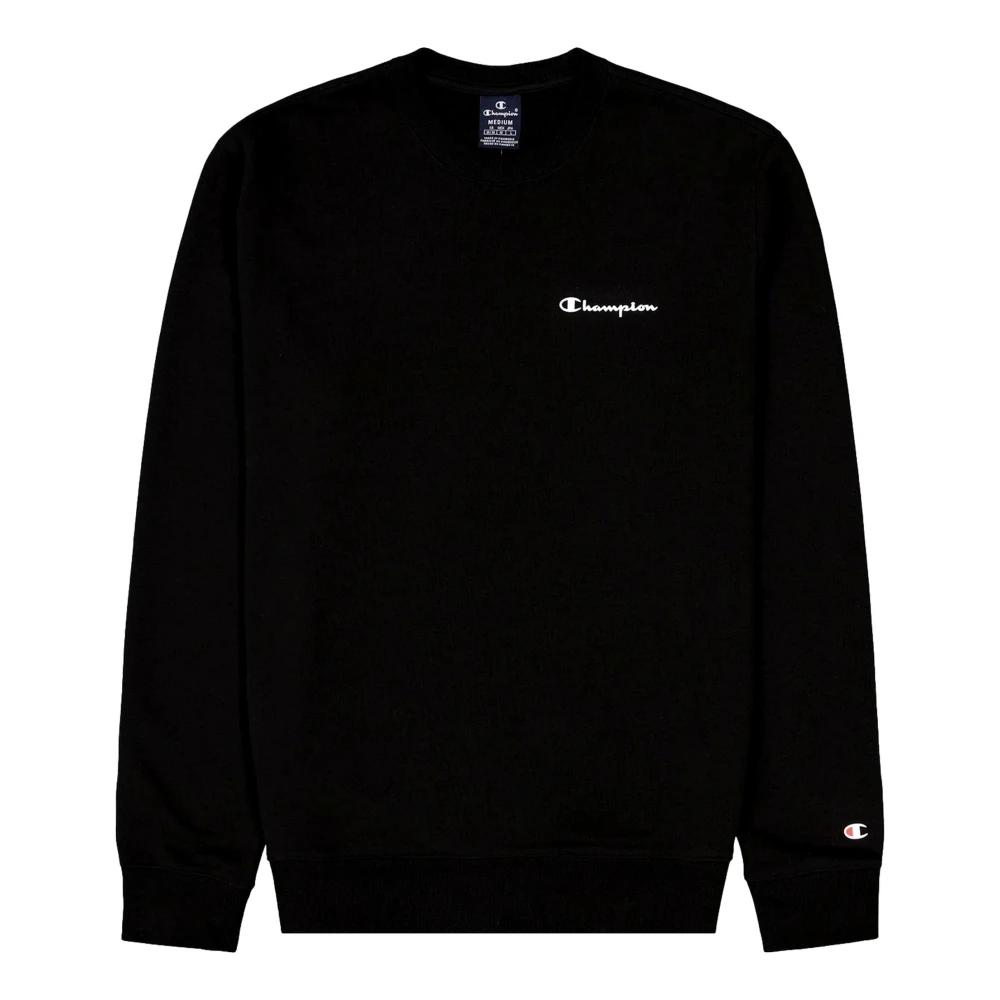 Champion Svart Crewneck Sweatshirt med Liten Textad Logotyp Black, Herr