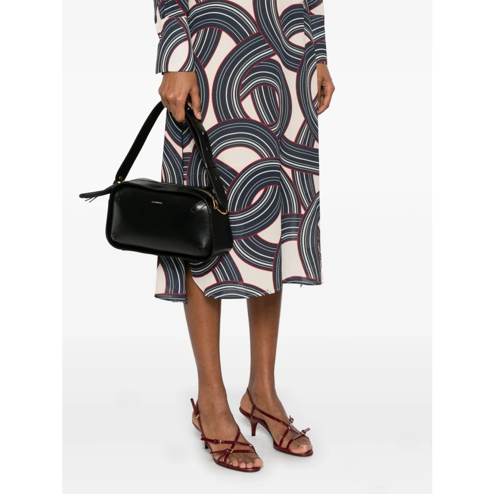 Coccinelle Zwarte leren schoudertas Black Dames