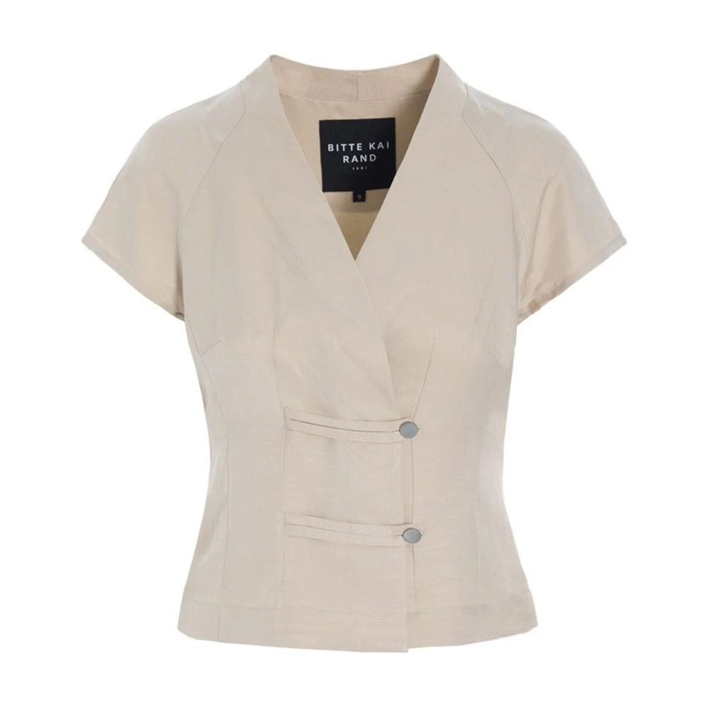 Bitte Kai Rand Beige Blouses, Female, 2XL, Short-Sleeve Blouse With Strap Detail