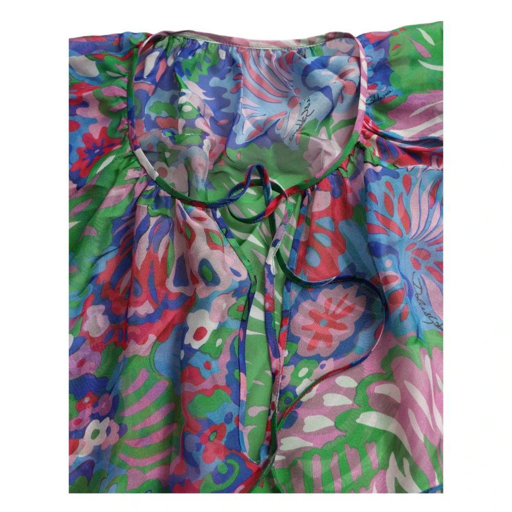 Dolce & Gabbana Bloemen Zijden Kaftan Maxi Jurk Multicolor Dames