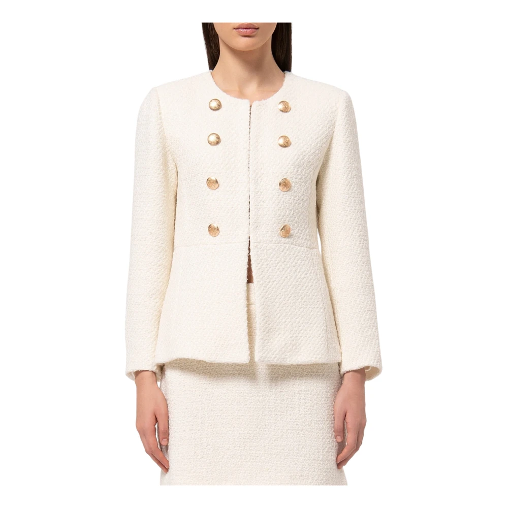 Fracomina Women's Beige Giacca Regular In Tweed - Tweed Jackets - Xl - Jackets