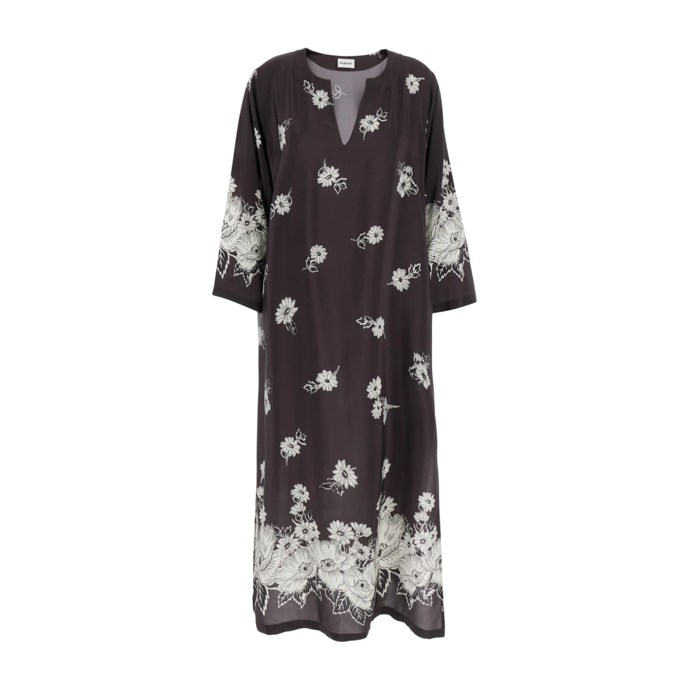 P.a.r.o.s.h. Bloemen V-Hals Lange Jurk Bruin Multicolor Dames