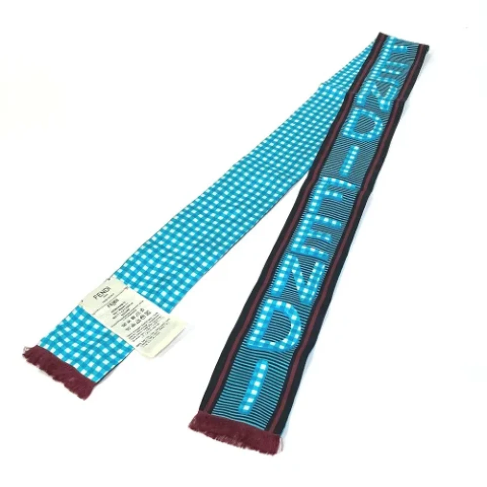 Fendi Vintage Pre-owned Fabric scarves Blue Dames