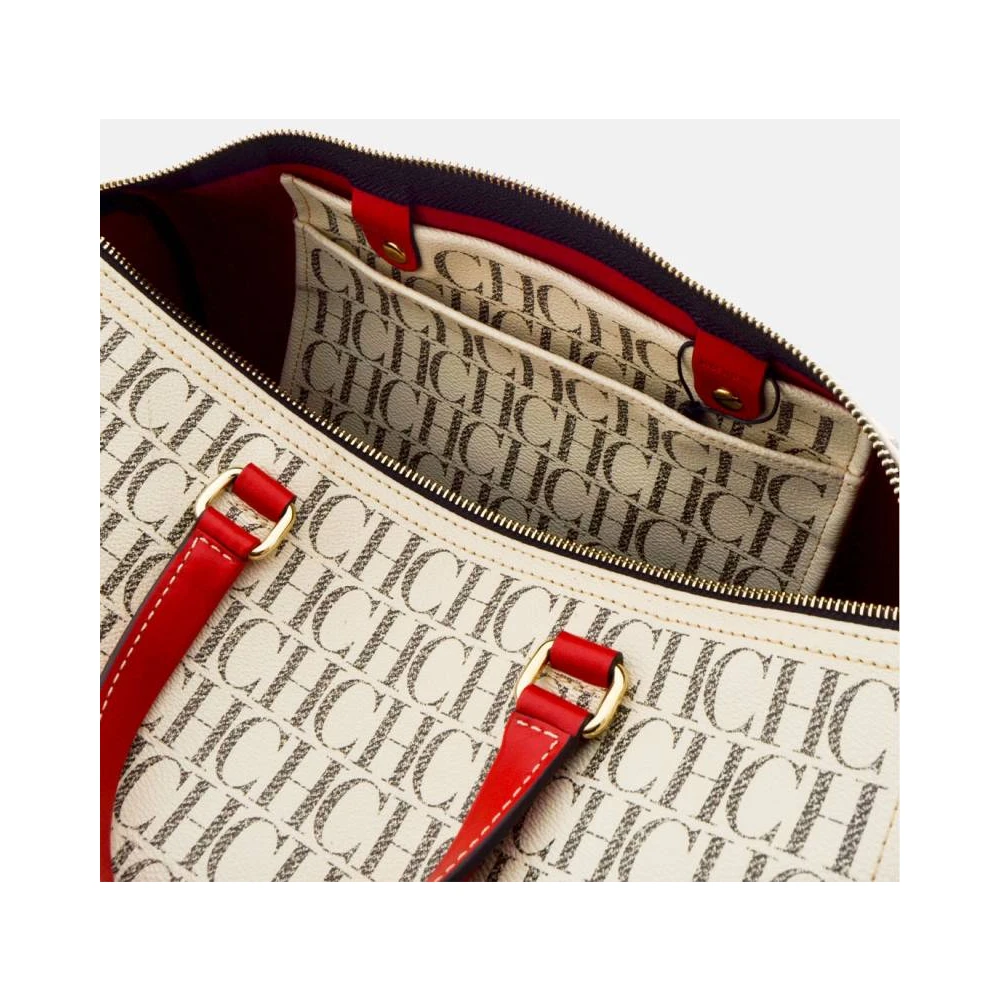 Carolina Herrera Bowlingtas met lederen effect Beige Dames