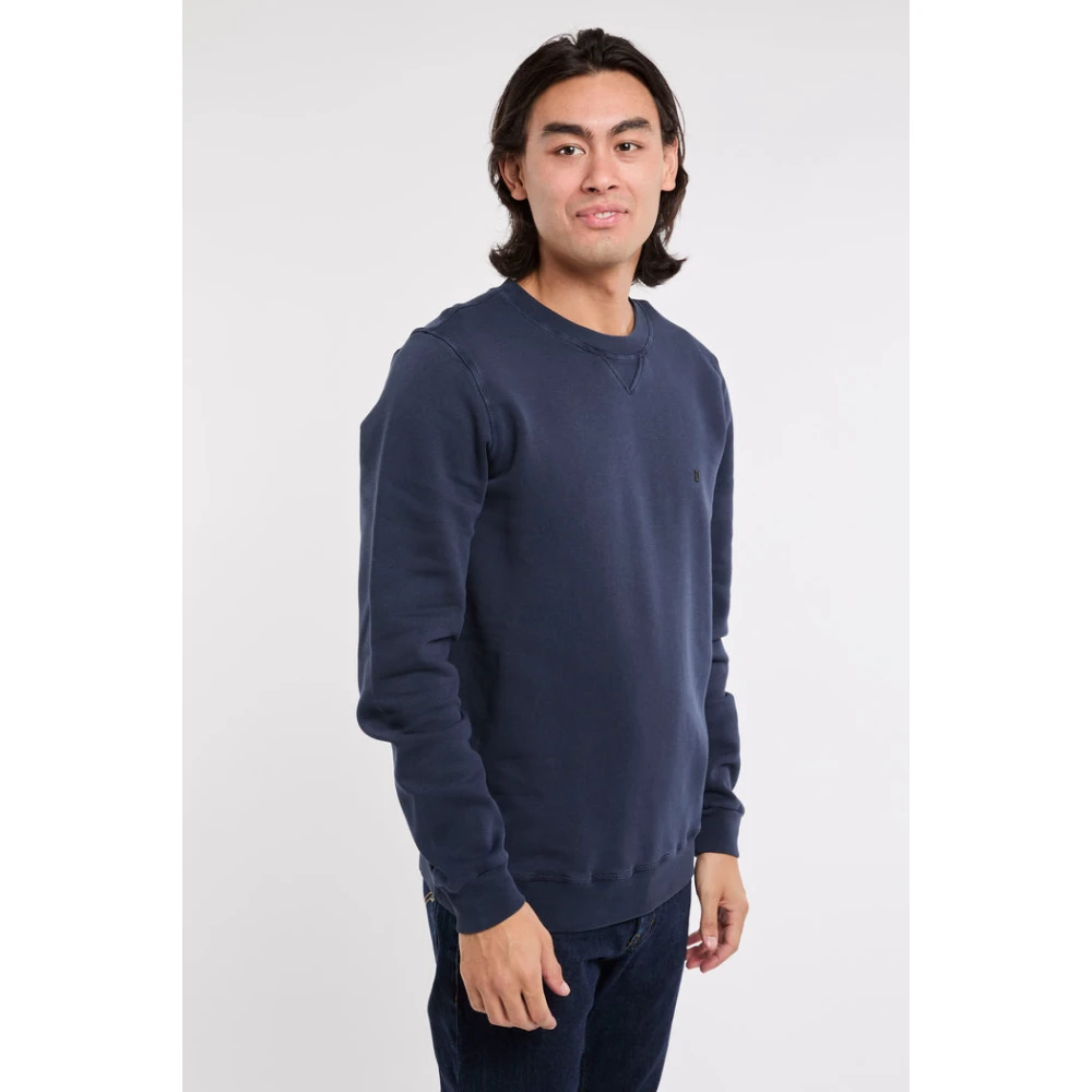 Dondup Blauwe Sweater met Ronde Hals Distressed Blue Heren