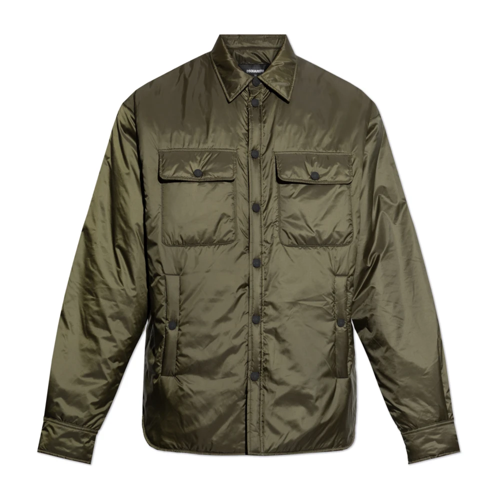 Dsquared2 Green Jacket With Collar - Male - Light Jackets - Xl - Jackets