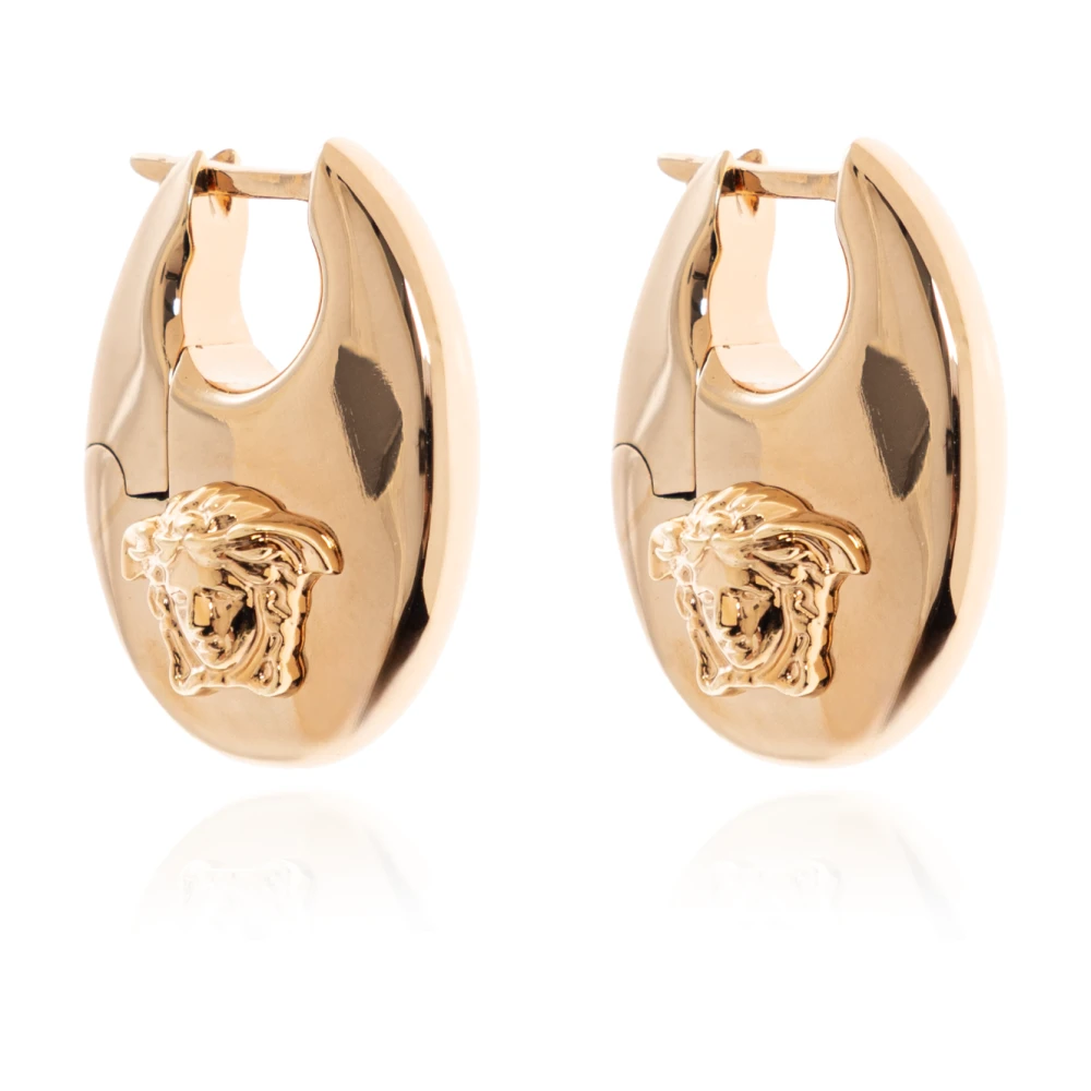 Versace Unisex Yellow Earrings, One Size, Earrings With Logo