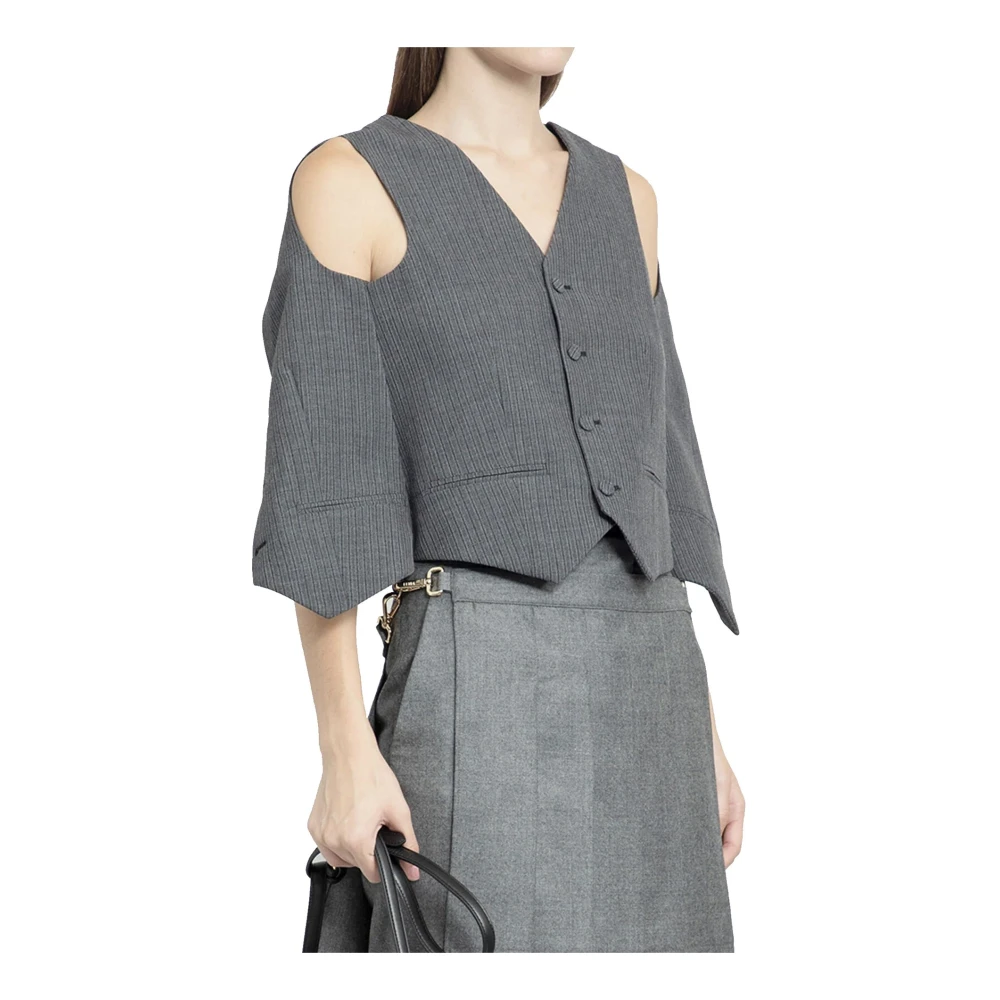 Fendi Gestreepte Vest Top Runway Stijl Gray Dames