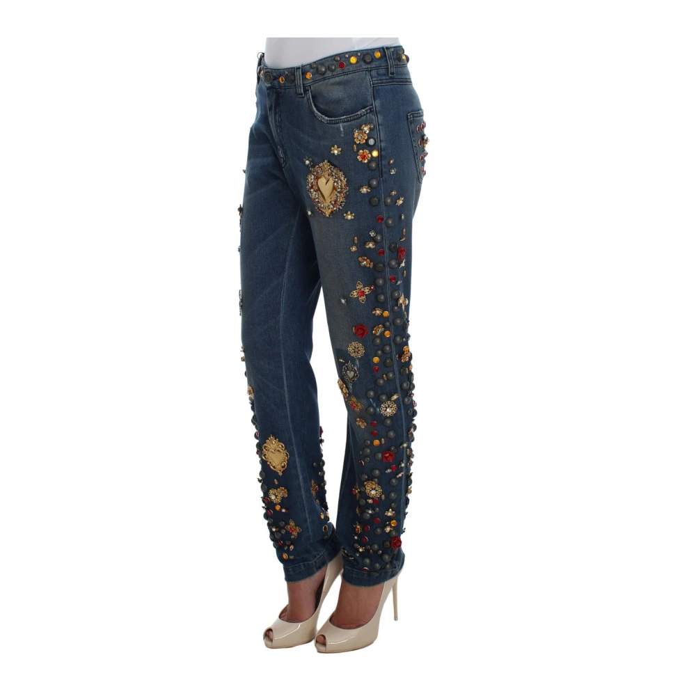 Dolce & Gabbana Crystal Roses Heart Embellished Jeans - IT44|L - Image 3