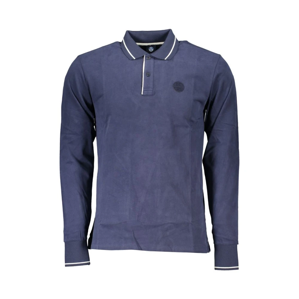 North Sails Blauw Polo Shirt met Lange Mouwen en Contrasterende Details Blue Heren