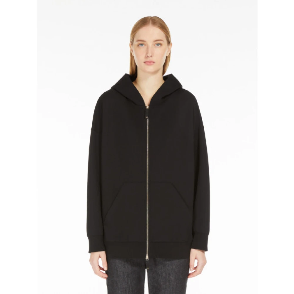 Max Mara Katoenen Zip-Up Hoodie Sweatshirt Black Dames