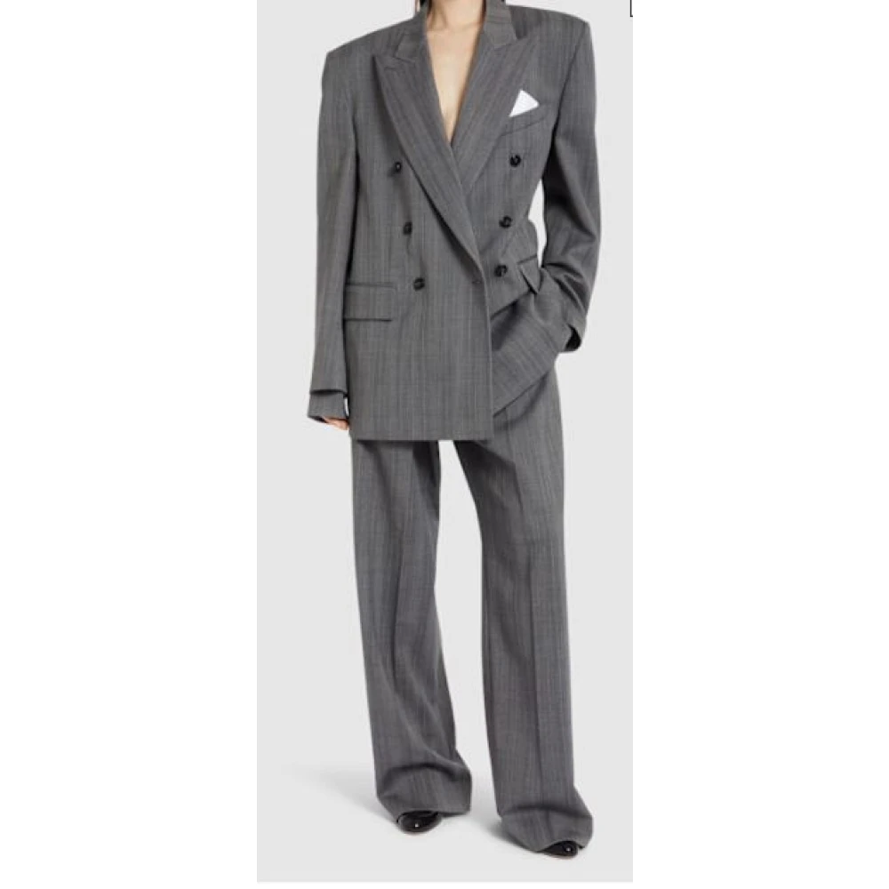 SPORTMAX Grijze Blazer Jas Dubbele Rij Knopen Gray Dames