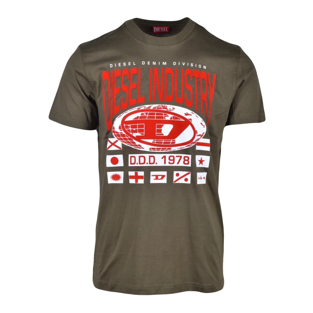 Diesel Sportief Katoenen T-shirt Green Heren
