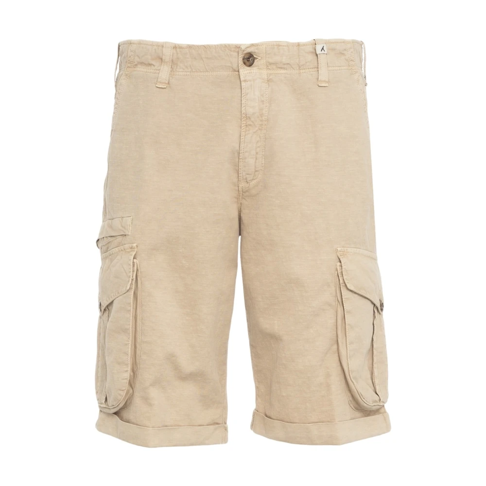 Myths Beige Cargo Bermudas Snygg Passform Fickor Beige, Herr