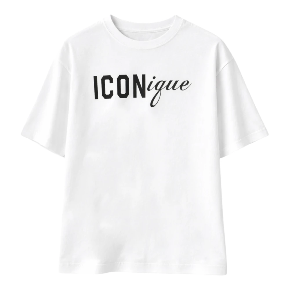 Dsquared2 Men's White T-Shirts, M, Iconique Loose Fit T-Shirt