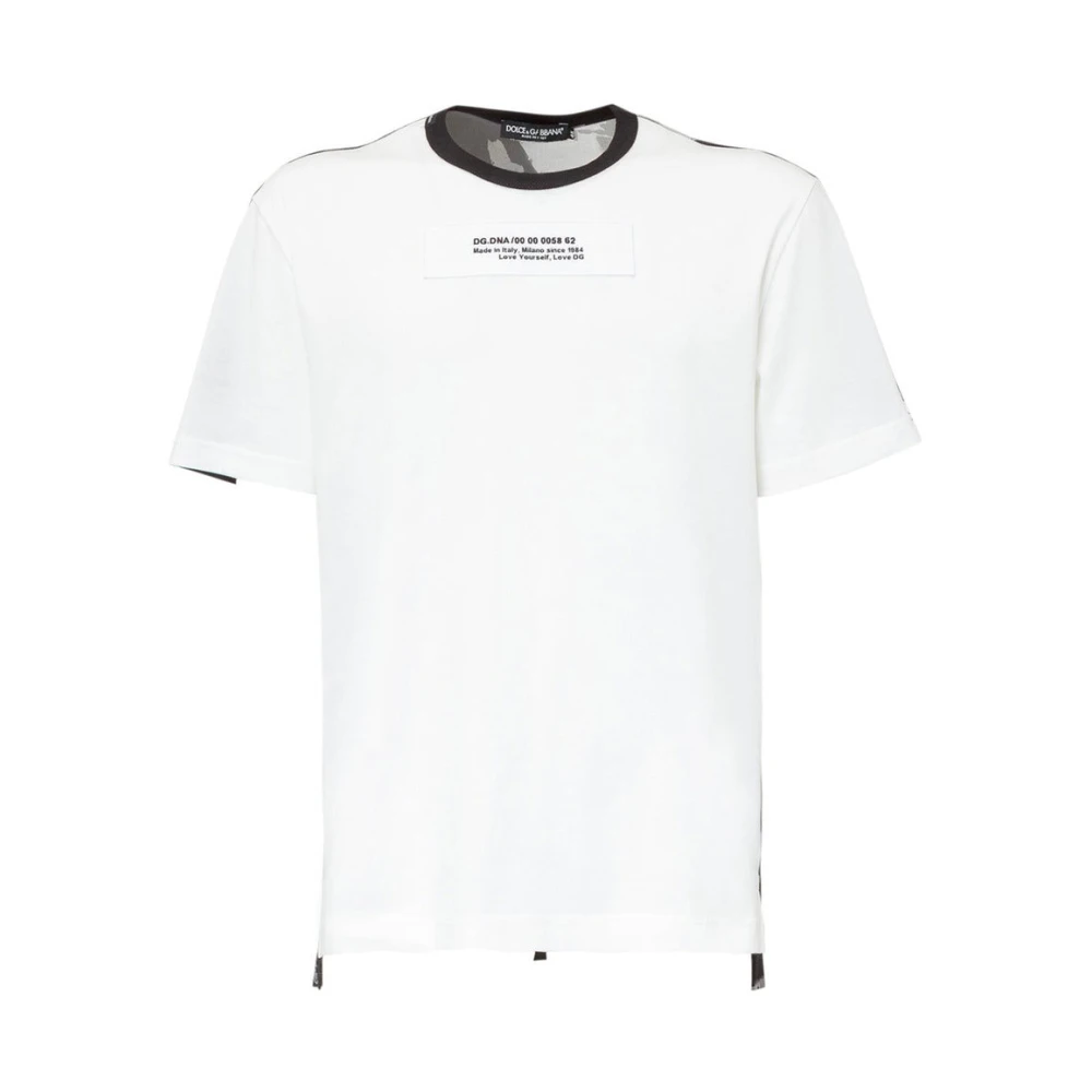 Dolce & Gabbana Katoenen T-shirt met Geborduurd Logo White Heren