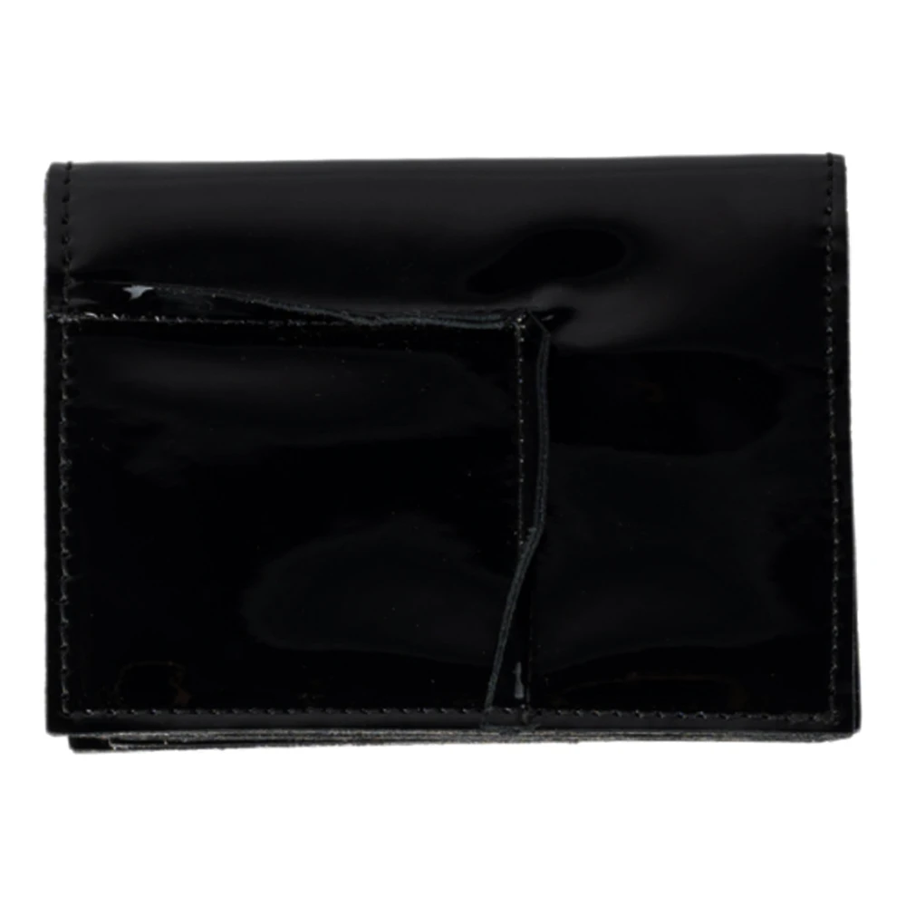 Comme des Garçons Zwarte leren portemonnee met omgekeerde zoom Black Unisex