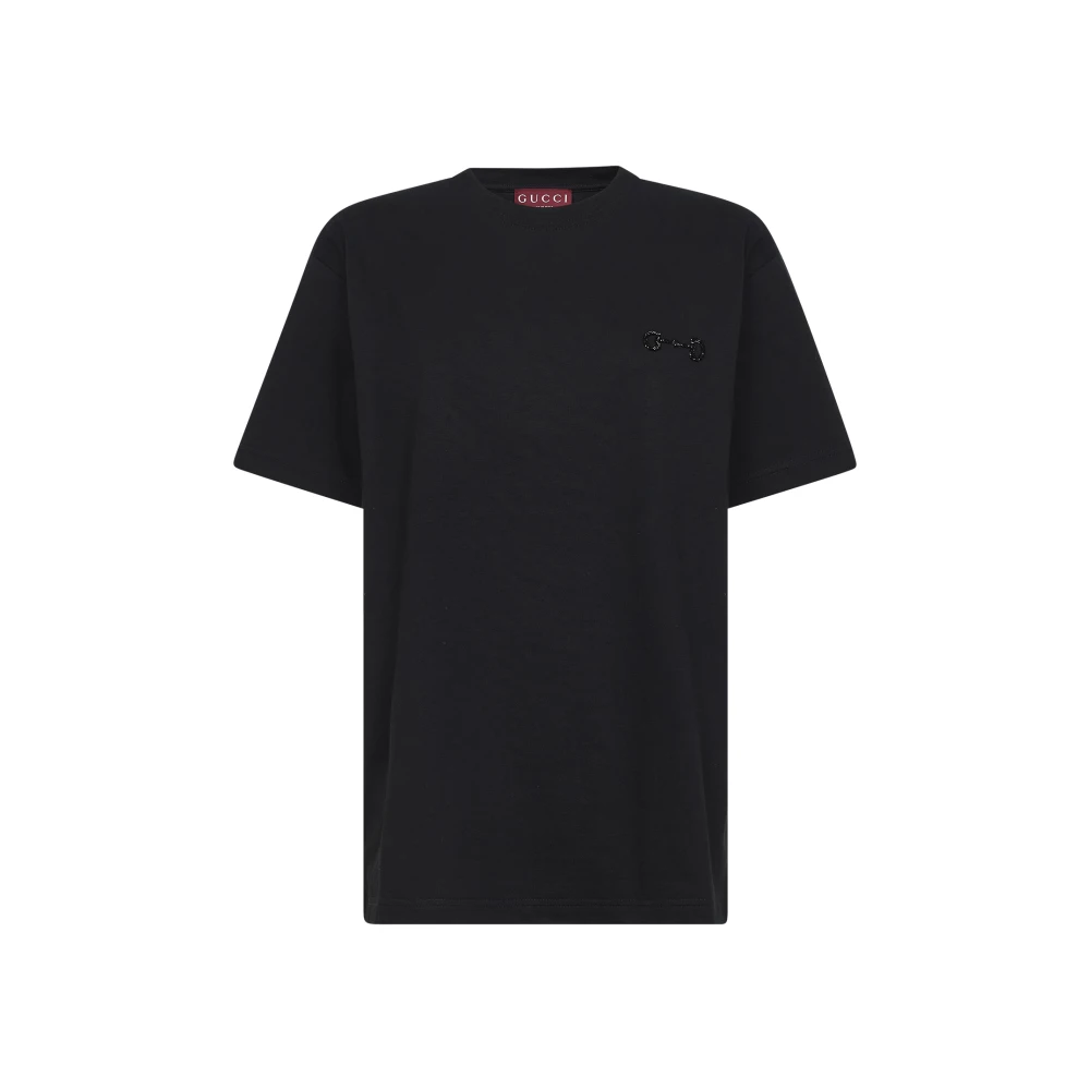 Gucci Black T-Shirts, Female, S, Cotton Jersey T-Shirt With Embroidery