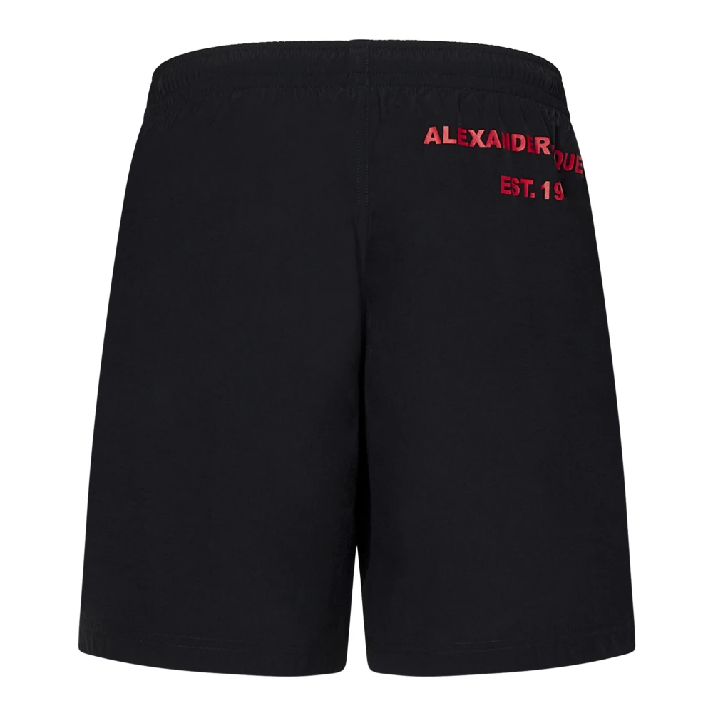 alexander mcqueen Zwarte zwemshorts met rood logo Black Heren