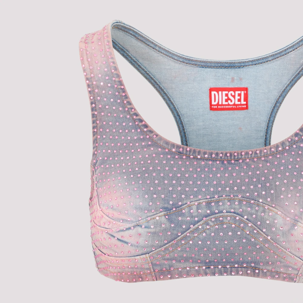 Diesel Roze & Paarse Denim Top Aw23 Multicolor Dames