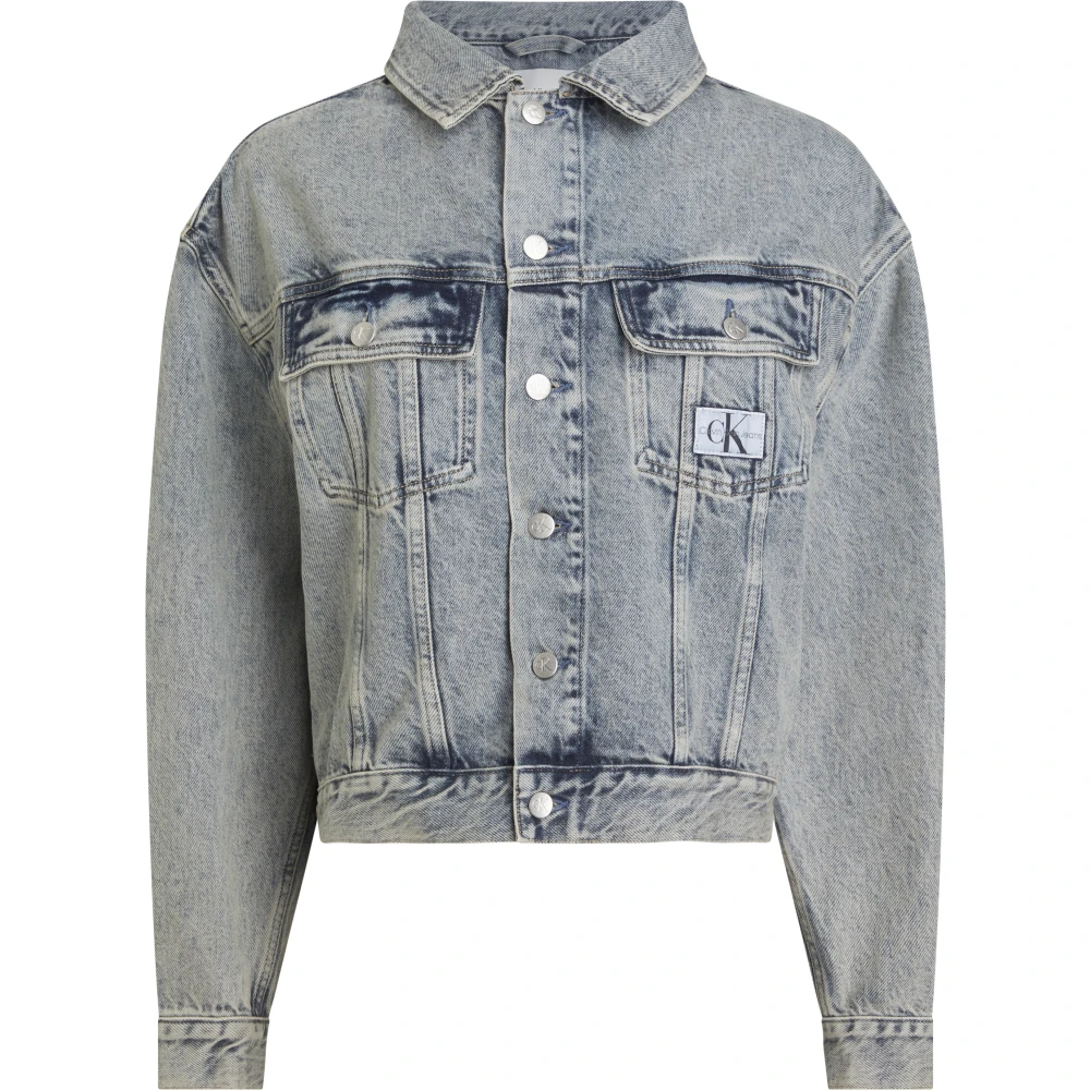 Calvin Klein Blauwe Denim Vintage Box Jas Blue Dames