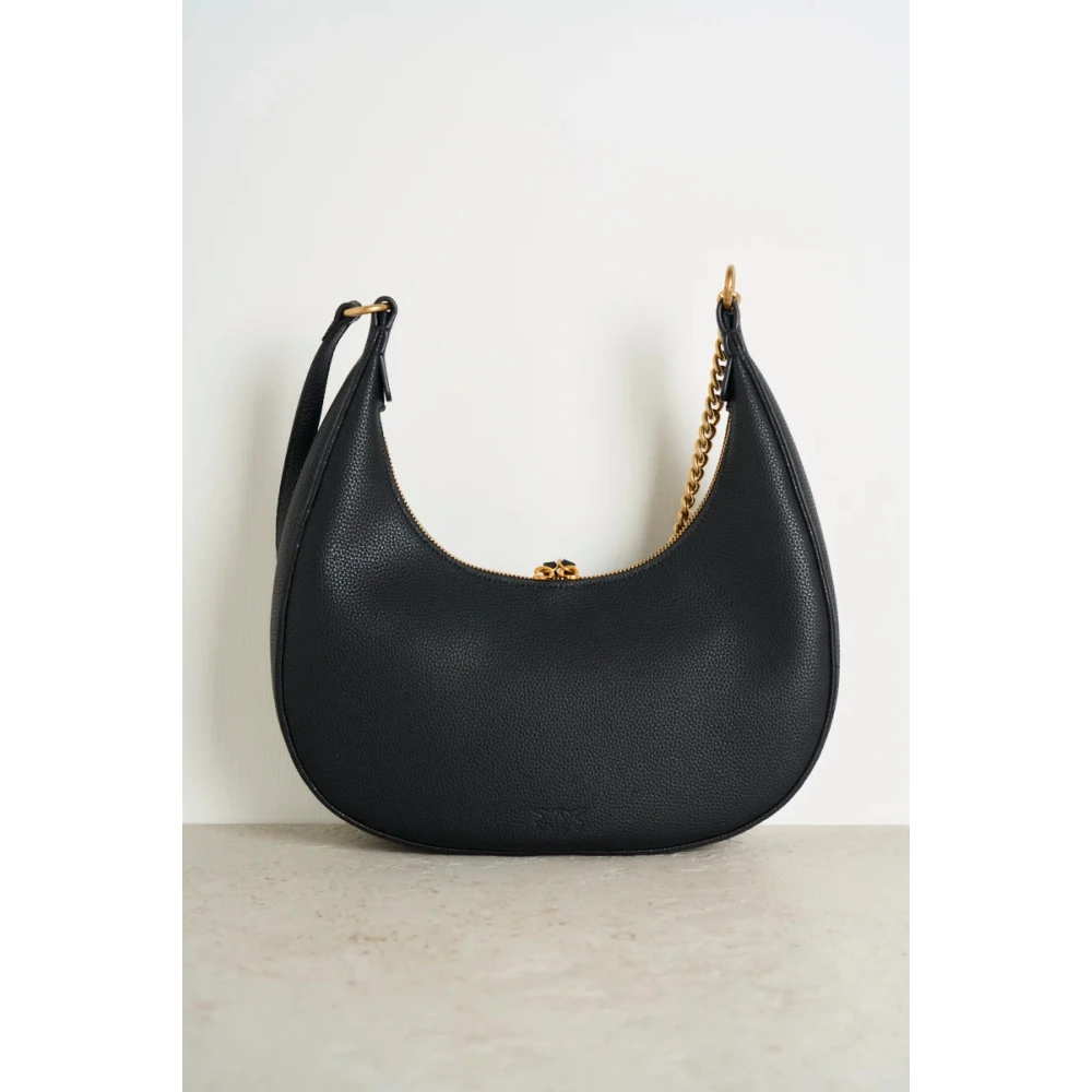 pinko Zachte leren Hobo tas met Love Birds Black Dames