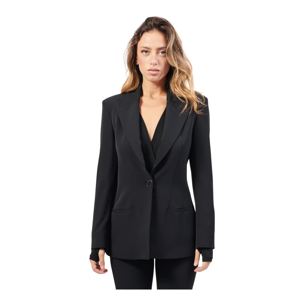 Jijil Elegante Zwarte Jas Single-Breasted Black Dames