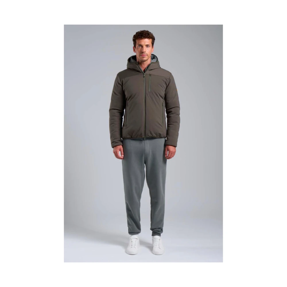 Ciesse Piumini Groene Waterdichte Jas met Rits Capuchon Brown Heren