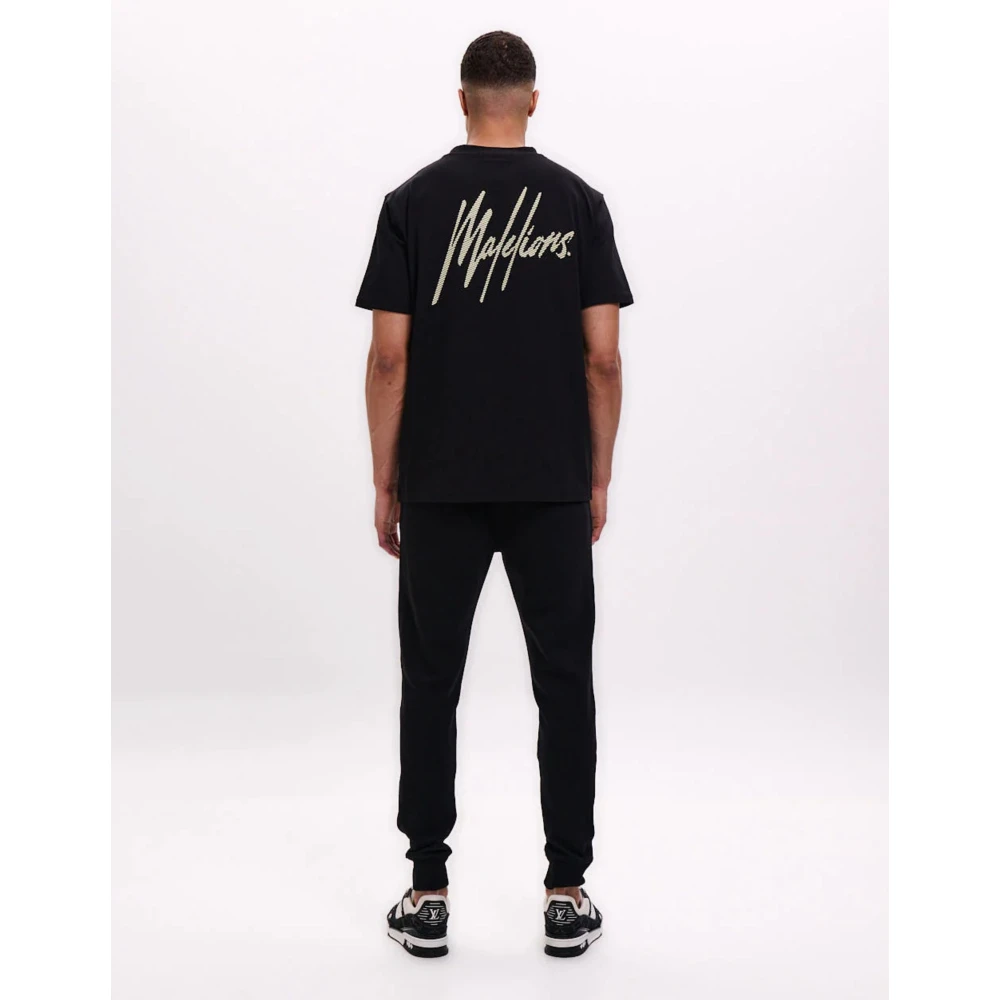 Malelions Gestreept signature T-shirt Herenlions Black Heren