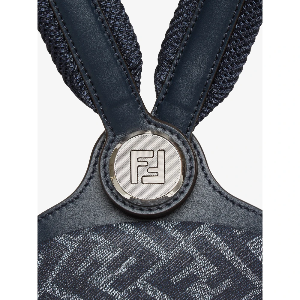 Fendi Blauwe leren schoudertas met FF-logo Blue Heren