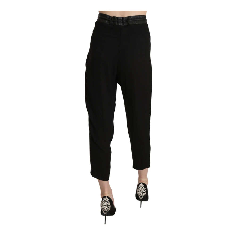Guess Hoge Taille Cropped Broek met Logo Black Dames