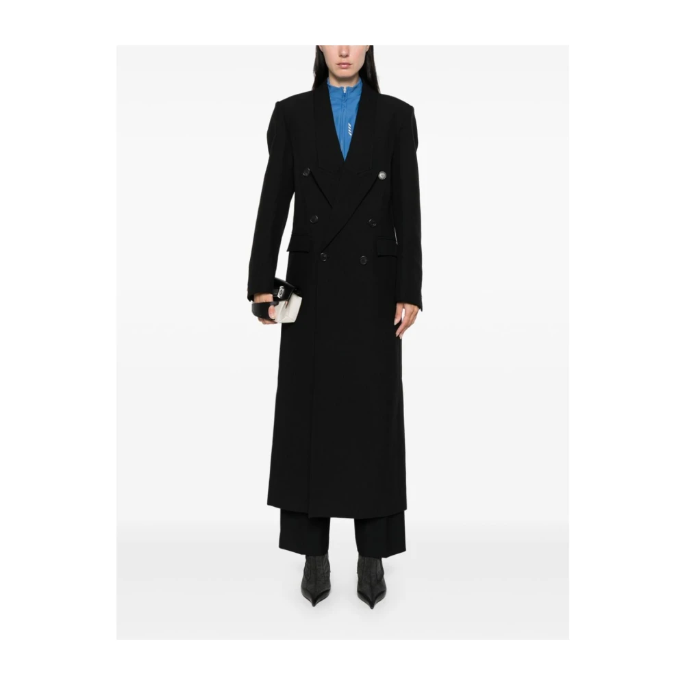 Coperni Zwarte Getailleerde Dubbel-Borst Jas Black Dames