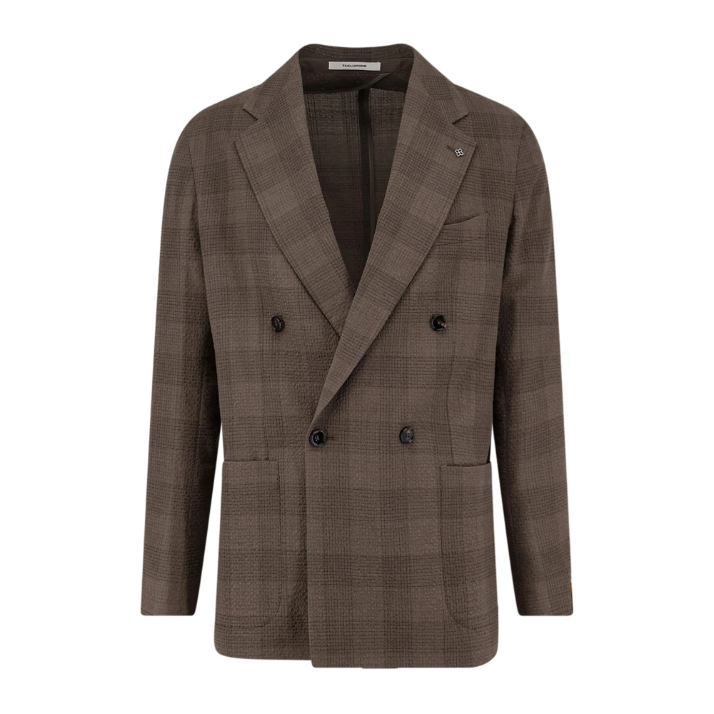 Tagliatore Men's Brown Blazers, L, Double-Breasted Blazer