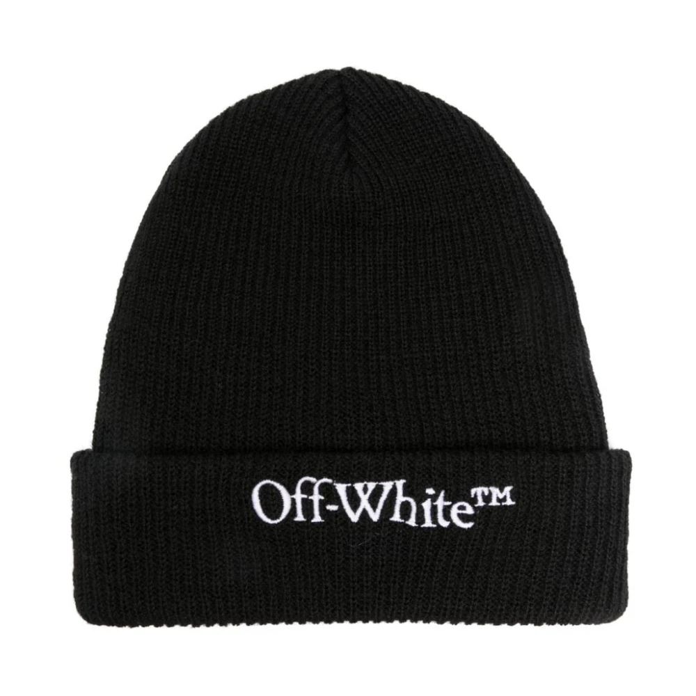 Off White Zwart Wit Wol Gebreide Muts Black Heren