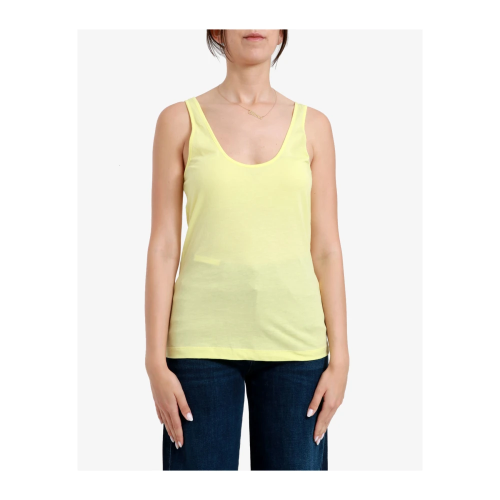 Msgm Gele Katoenen Top met Brede Bandjes Yellow Dames