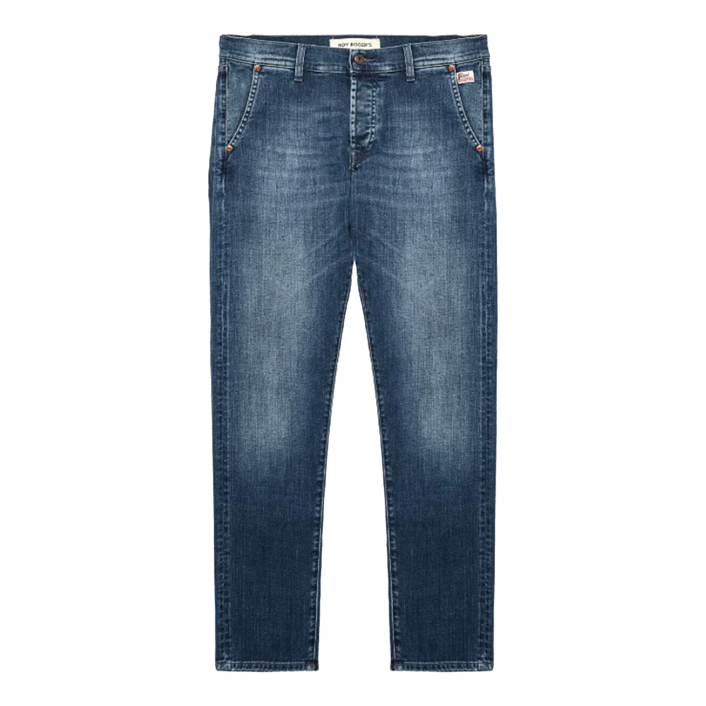 Roy Roger's Donkere Wassing Contrast Stiksel Slim Fit Jeans Blue Heren