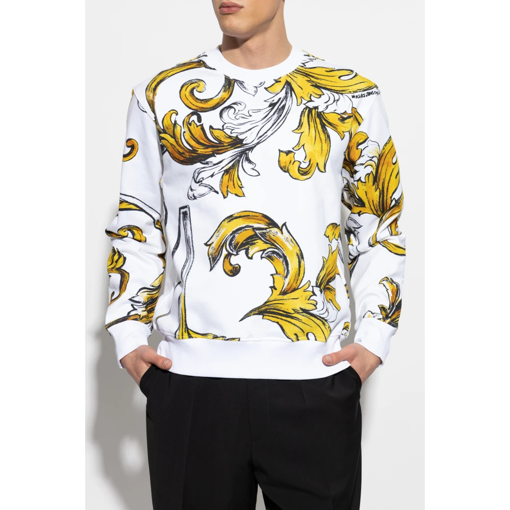 Versace Jeans Couture Sweatshirt met Outline Barocco-print White Heren