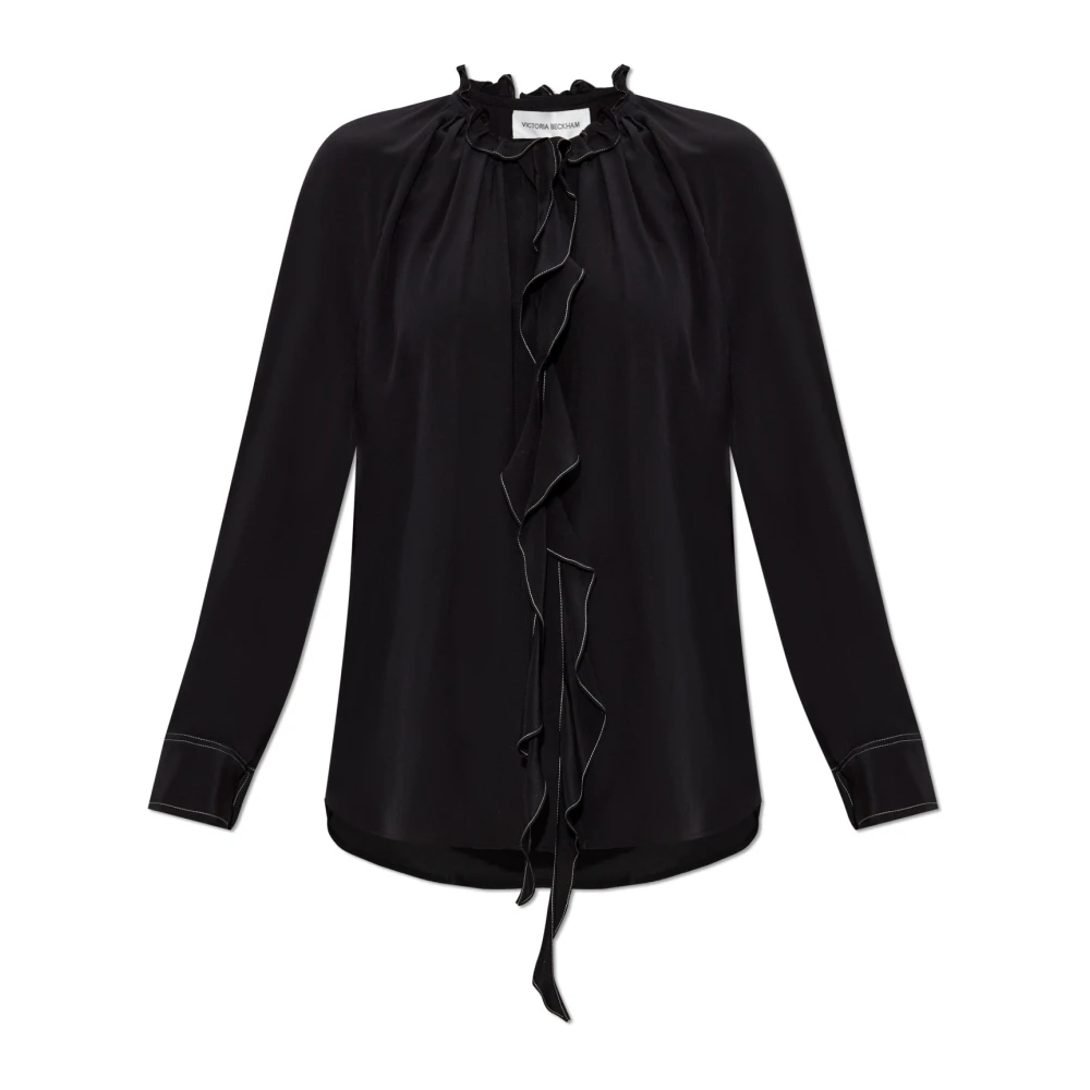 Victoria Beckham Zijden shirt met ruches Black Dames