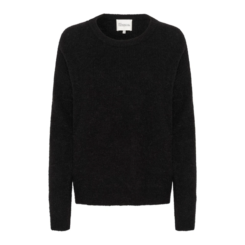 My Essential Wardrobe Svart Stickad Pullover Tröja Black, Dam