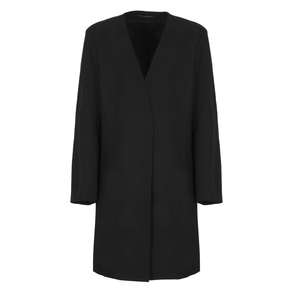 Yohji Yamamoto Zwarte wollen jas voor mannen Black Heren