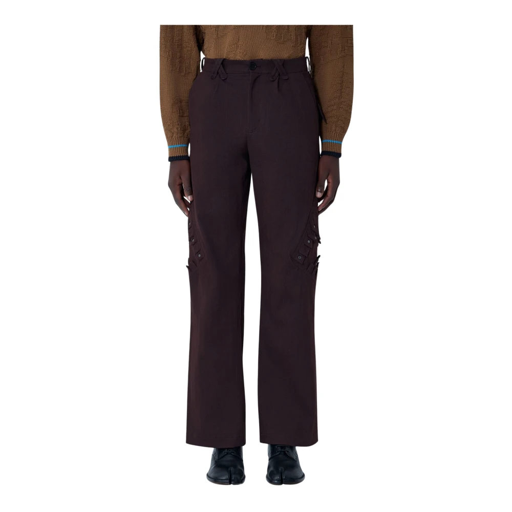 Kiko Kostadinov Men's Brown Straight Trousers, S, Estike Trousers