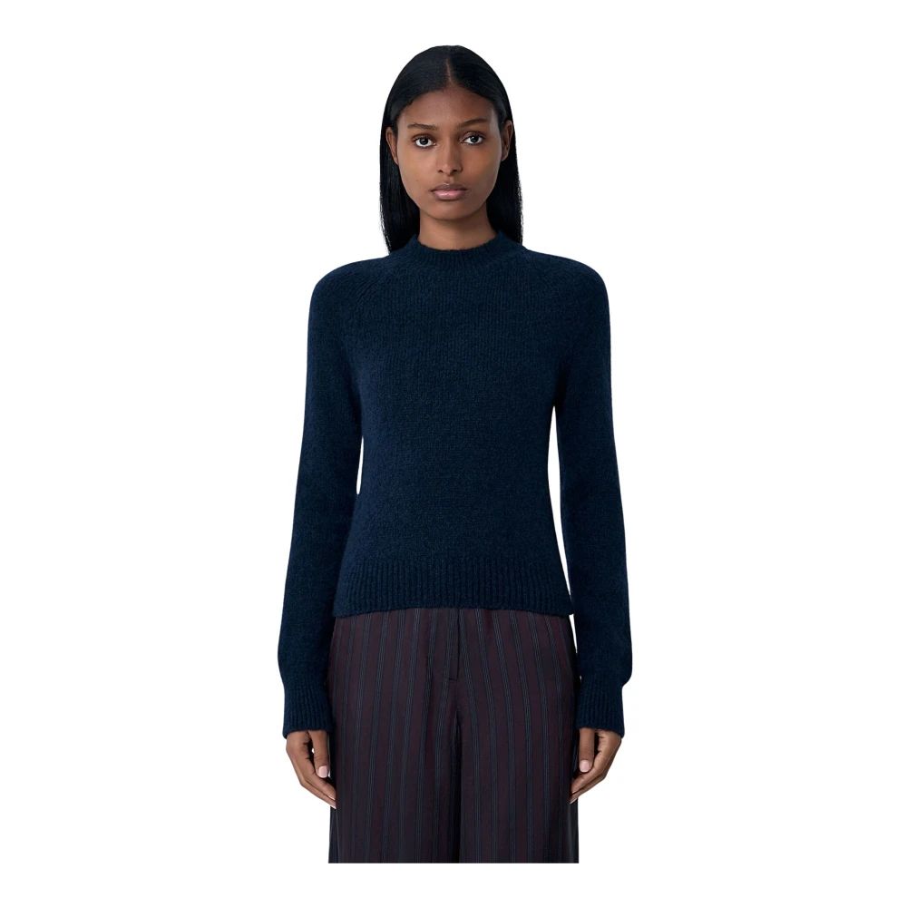 Dries Van Noten Women's Blue Wool-Blend Jumper - Turtlenecks - L - Knitwear