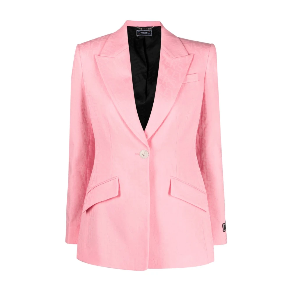 Versace Rosa Logo Jacquard Blazer Pink, Dam