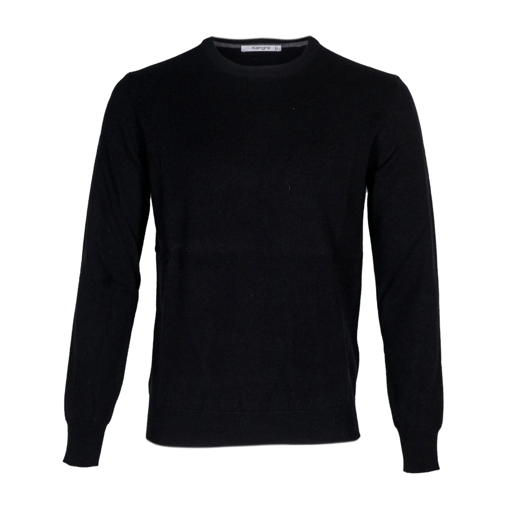 Kangra Herr rundhalsad tröja. Långärmad. Ull Cashmere blandning. Black, Herr