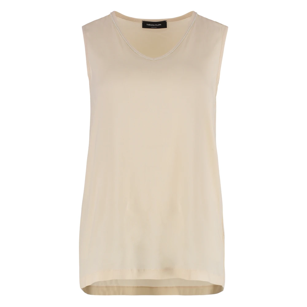 Fabiana Filippi Kralen Crêpe Top Beige Dames