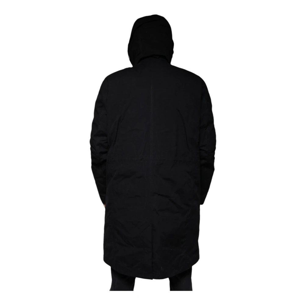 Dolce & Gabbana Zwarte Katoenen Trenchcoat met Logo Black Heren
