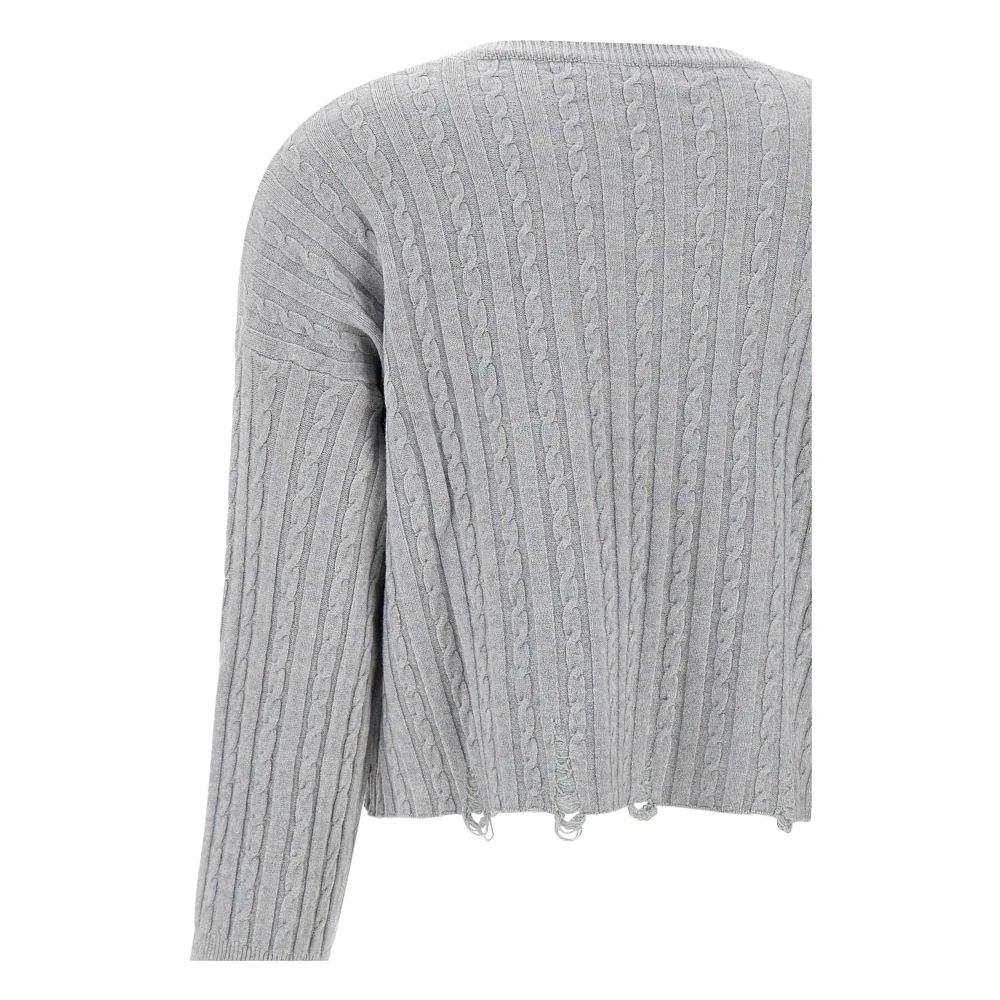 Kaos Angora Cable Gebreide Trui Grijs Gray Dames